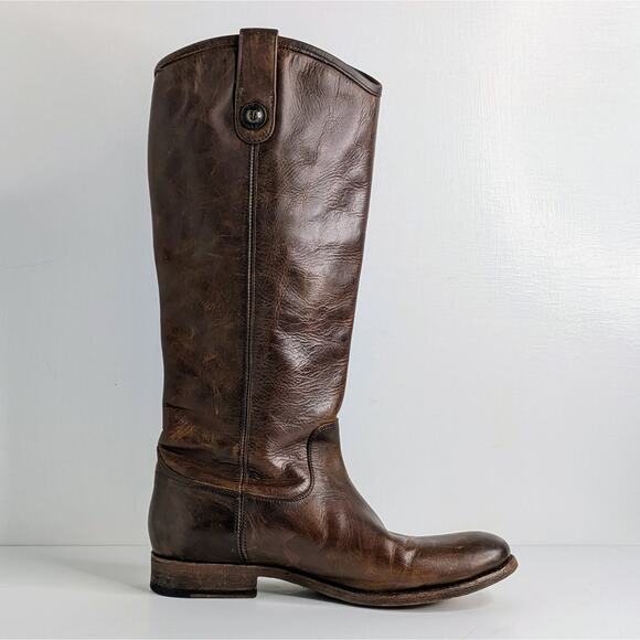 Frye Melissa Button Brown Leather Tall Boots 7.5 Equestrian Western Boho 77172 - Picture 12 of 16